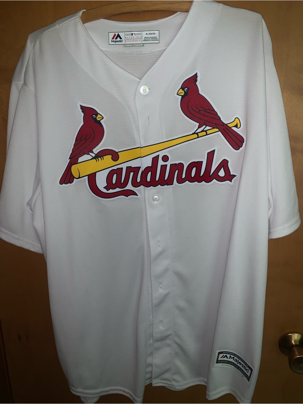 Majestic White St. Louis Cardinals Jersey with Red & Yellow Logo